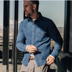 Taylor Stitch The Cash Shirt Sashiko Indigo Size 42 / L